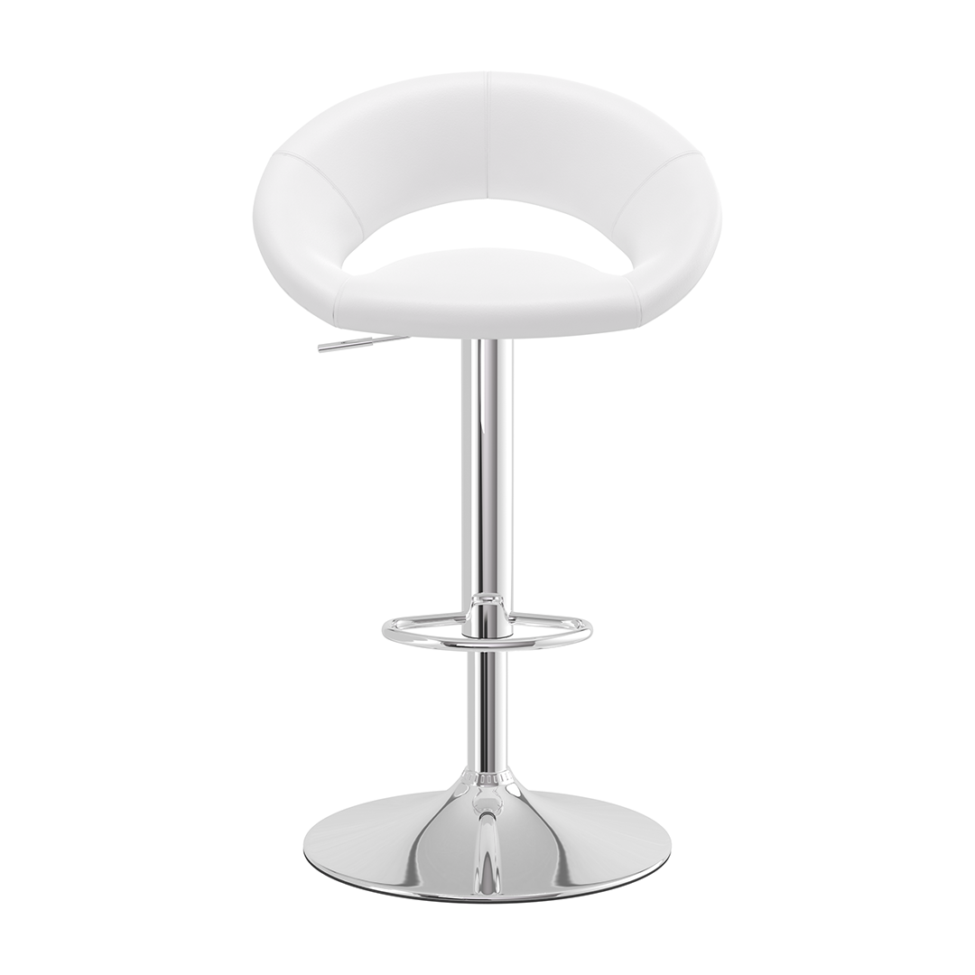 Faux Leather Bar Stool With Chrome Pedestal Base - Stoneleigh