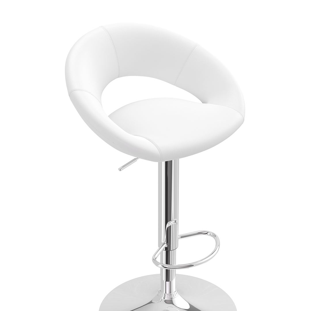 Faux Leather Bar Stool With Chrome Pedestal Base - Stoneleigh