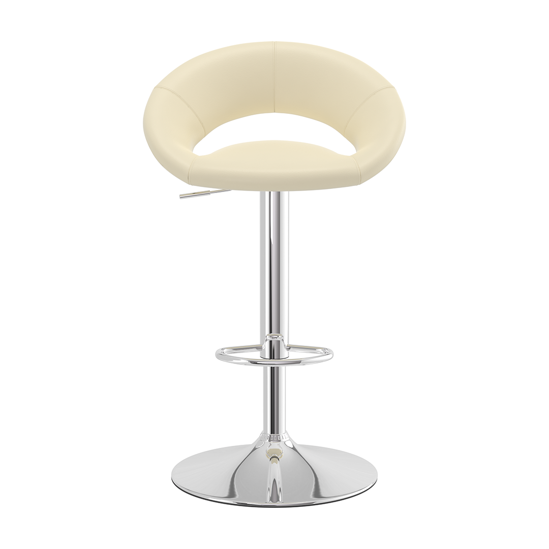 Faux Leather Bar Stool With Chrome Pedestal Base - Stoneleigh