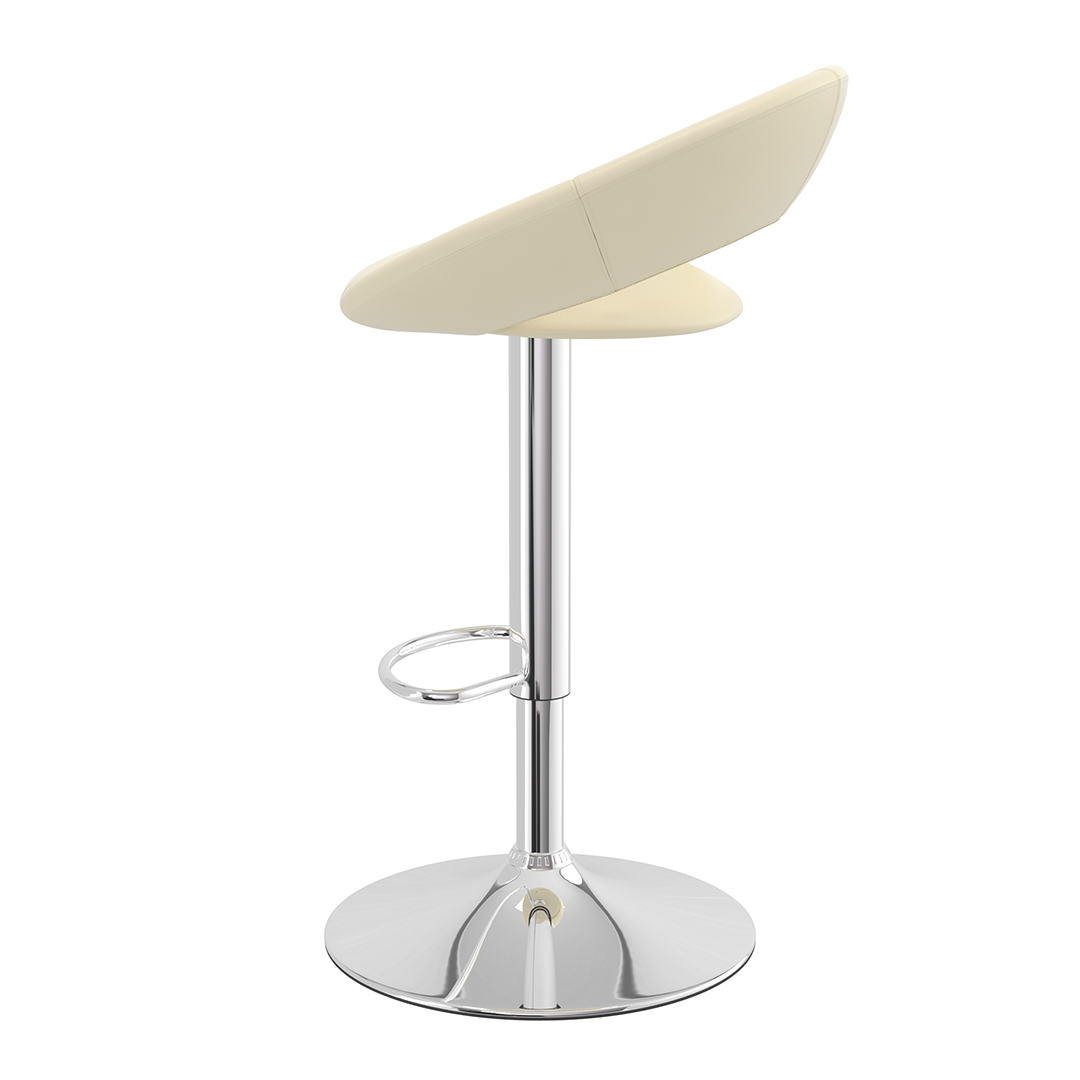 Faux Leather Bar Stool With Chrome Pedestal Base - Stoneleigh