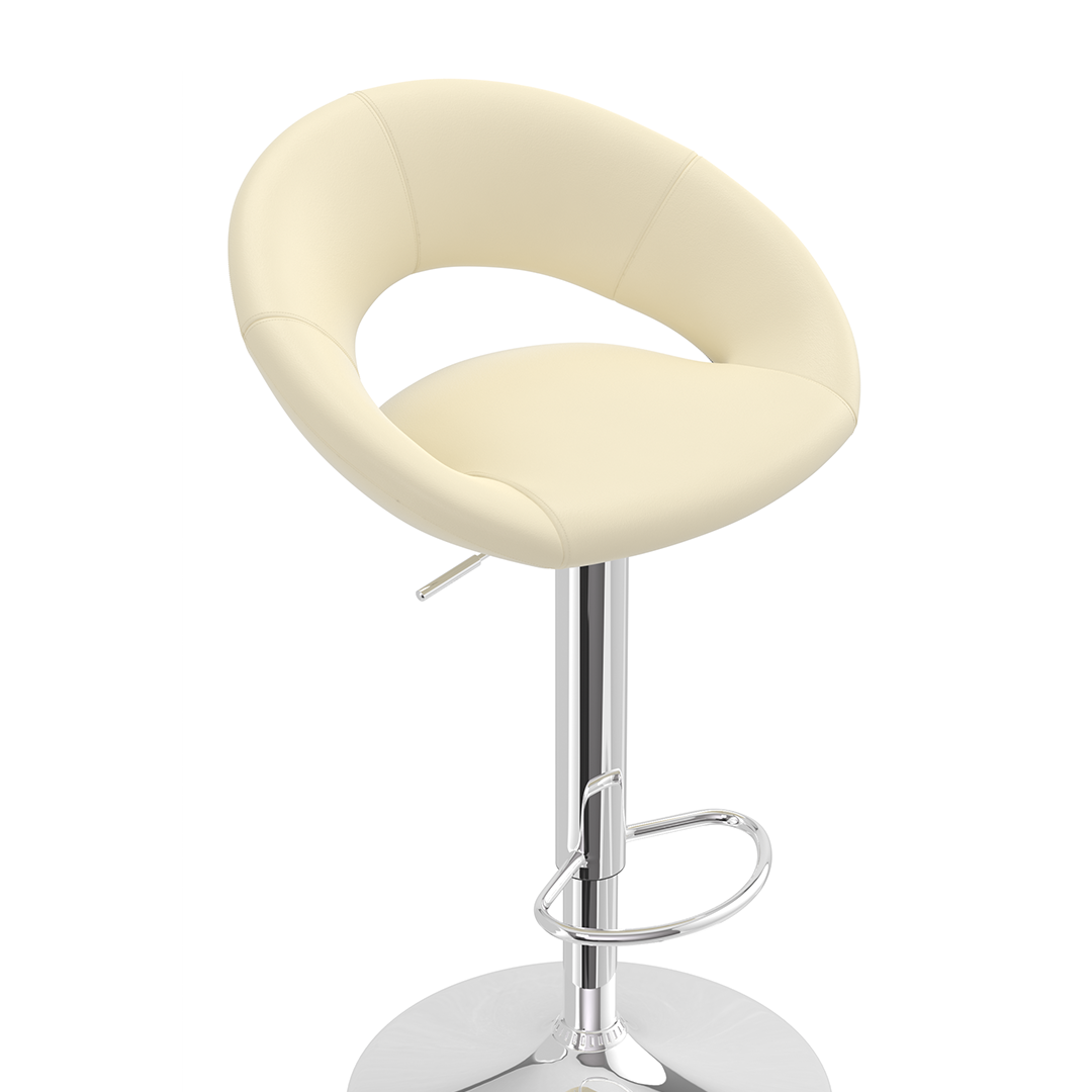 Faux Leather Bar Stool With Chrome Pedestal Base - Stoneleigh