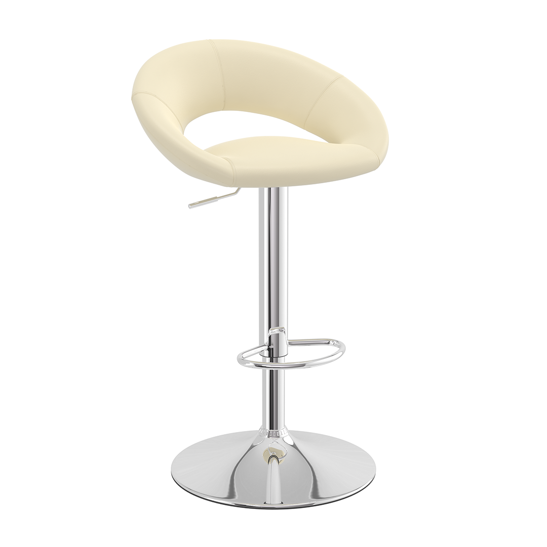 Faux Leather Bar Stool With Chrome Pedestal Base - Stoneleigh