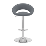 Faux Leather Bar Stool With Chrome Pedestal Base - Stoneleigh