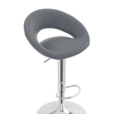 Faux Leather Bar Stool With Chrome Pedestal Base - Stoneleigh