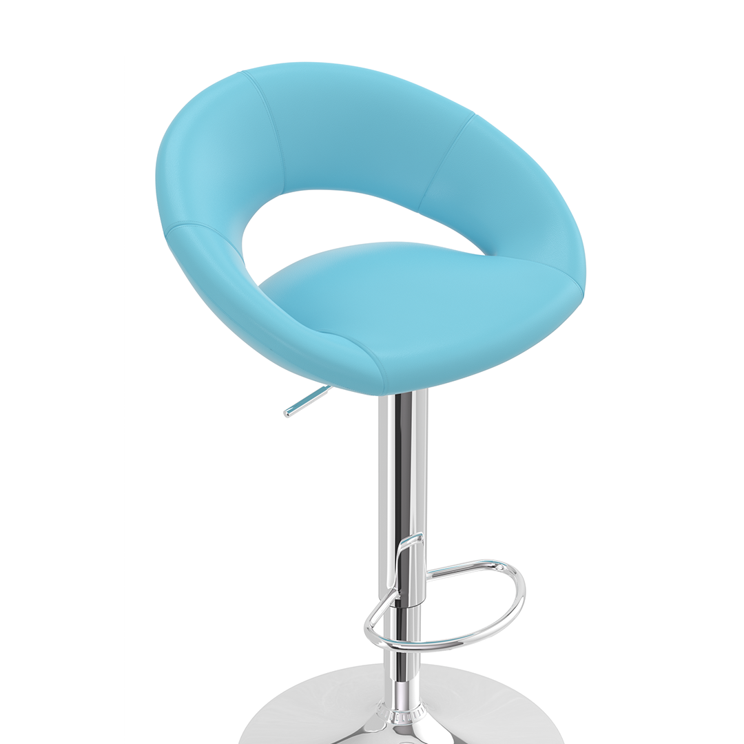 Faux Leather Bar Stool With Chrome Pedestal Base - Stoneleigh