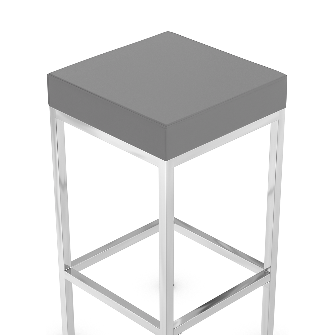Faux Leather Bar Stool With Chrome Steel Frame - Cranston