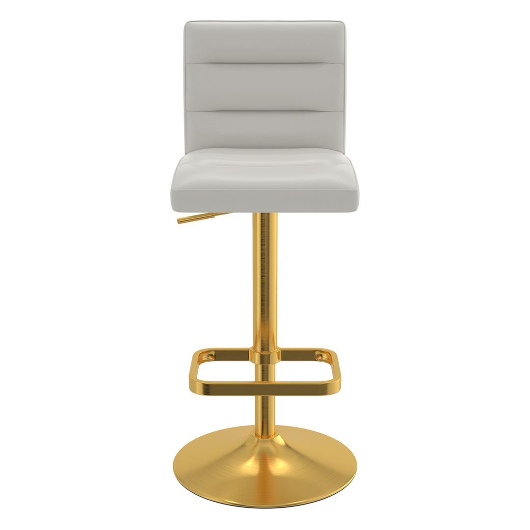 Faux Leather Bar Stool With Gold Base - Dunley