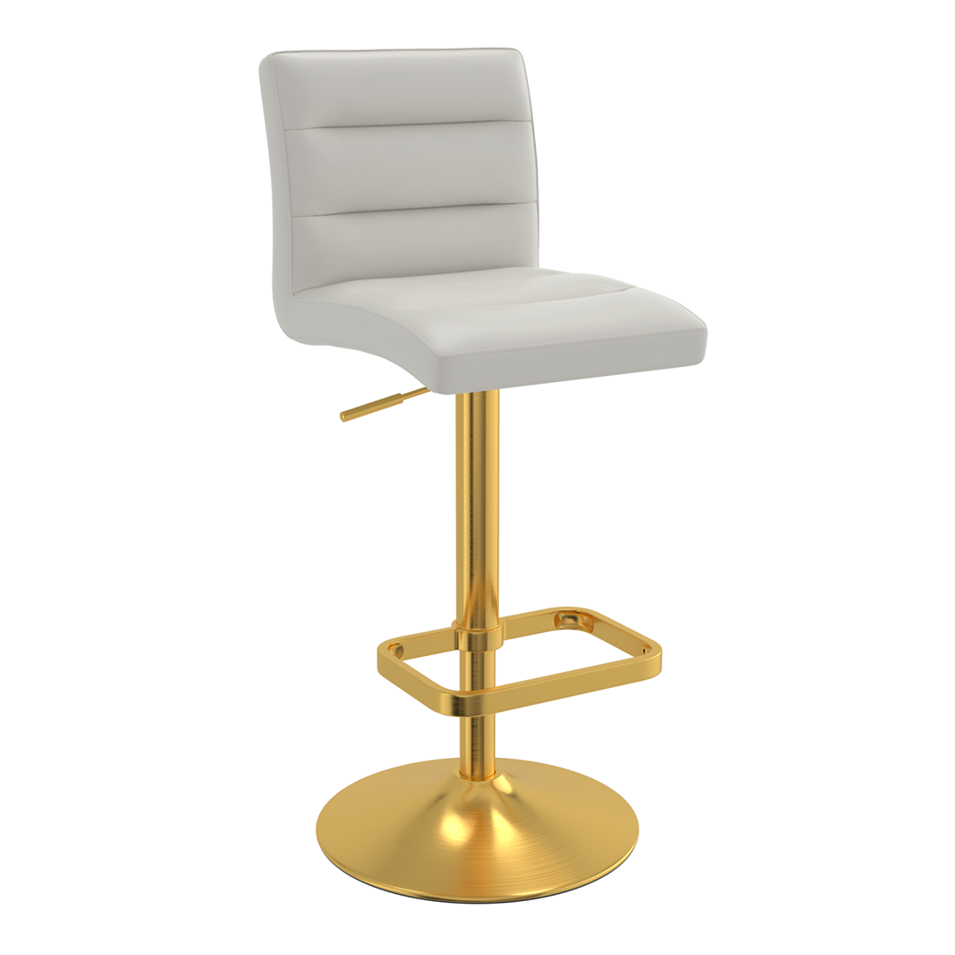 Faux Leather Bar Stool With Gold Base - Dunley