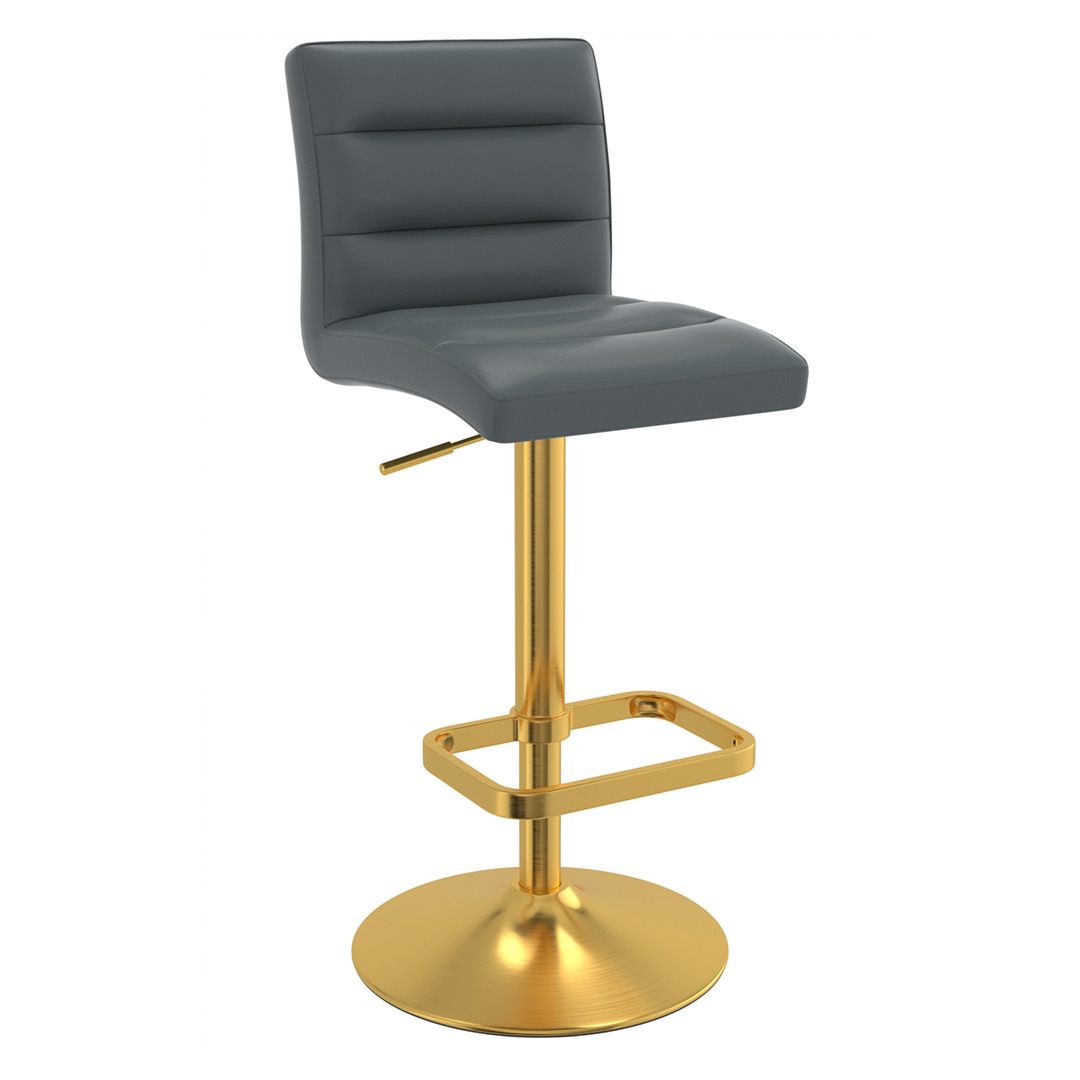 Faux Leather Bar Stool With Gold Base - Dunley