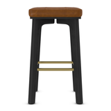 Faux Leather Bar Stool With Gold Footrest - Barrow