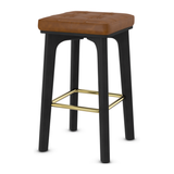 Faux Leather Bar Stool With Gold Footrest - Barrow