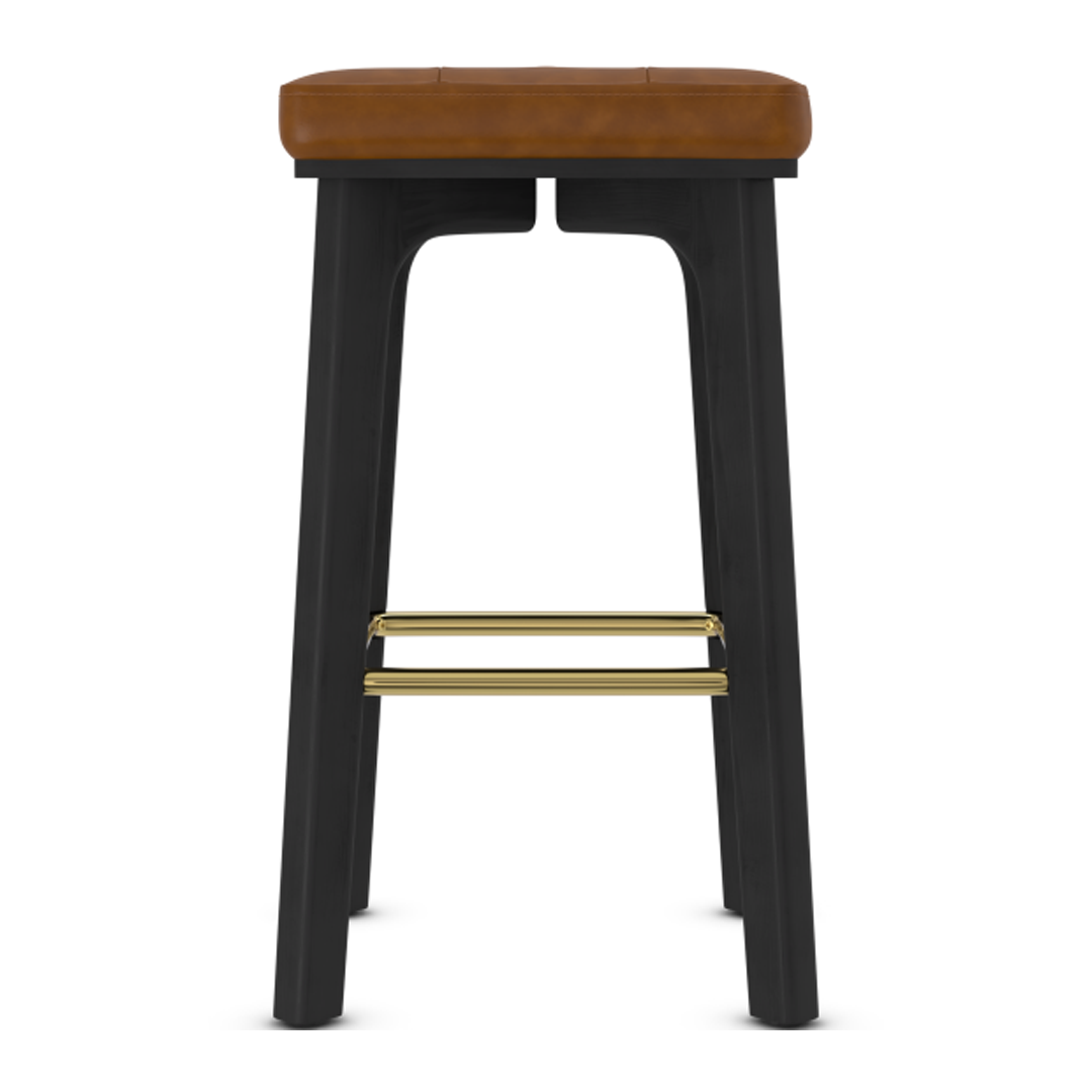 Faux Leather Bar Stool With Gold Footrest - Barrow