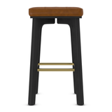 Faux Leather Bar Stool With Gold Footrest - Barrow