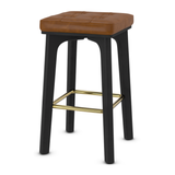 Faux Leather Bar Stool With Gold Footrest - Barrow