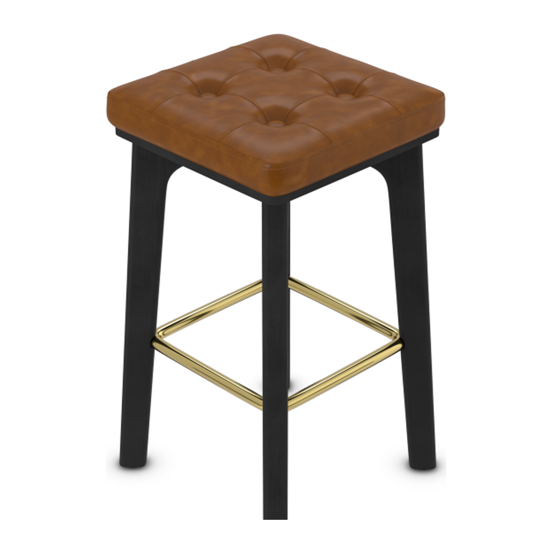 Faux Leather Bar Stool With Gold Footrest - Barrow