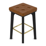 Faux Leather Bar Stool With Gold Footrest - Barrow