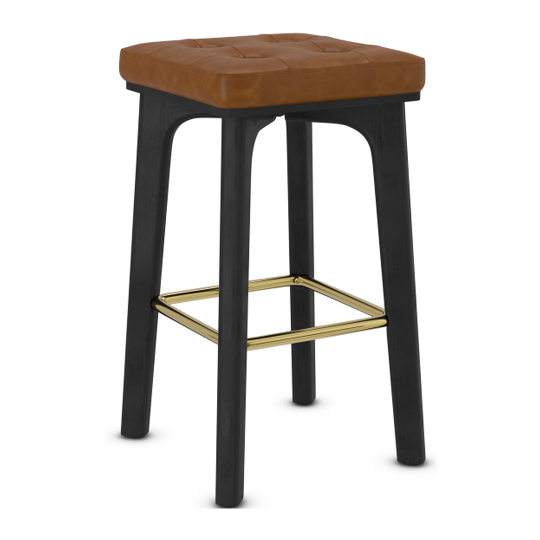 Faux Leather Bar Stool With Gold Footrest - Barrow