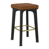 Faux Leather Bar Stool With Gold Footrest - Barrow