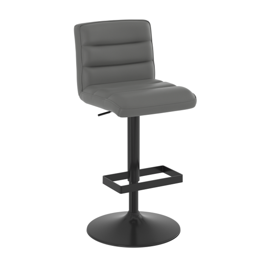 Faux Leather Bar Stool With Matt Black Base - Parkley