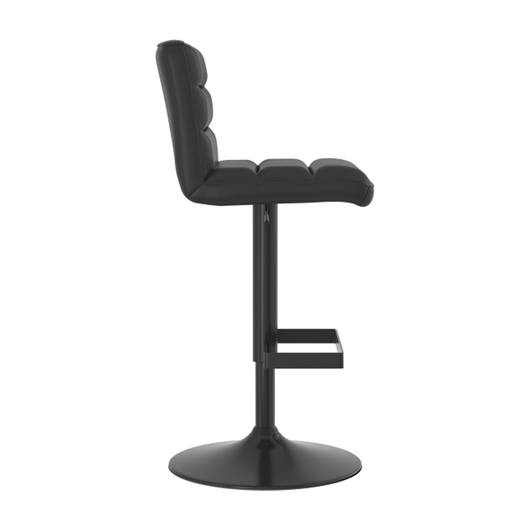 Faux Leather Bar Stool With Matt Black Base - Parkley