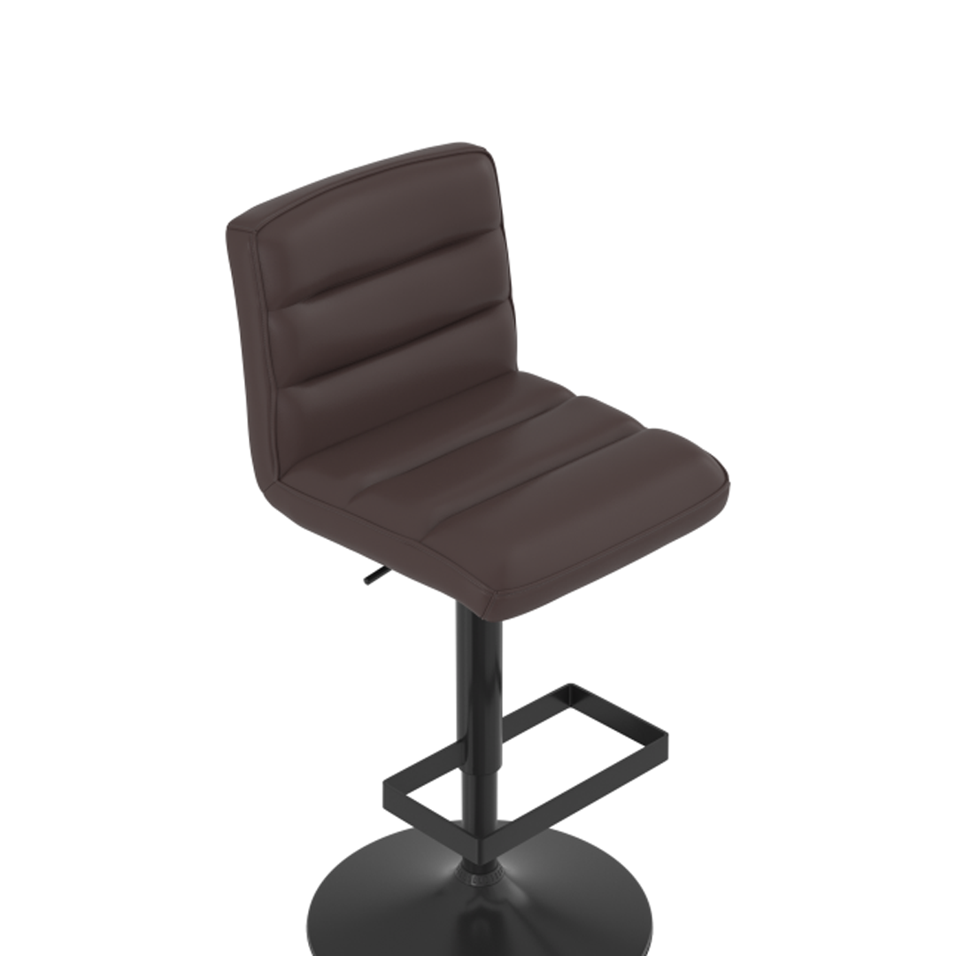 Faux Leather Bar Stool With Matt Black Base - Parkley