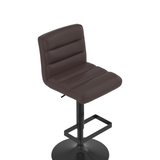 Faux Leather Bar Stool With Matt Black Base - Parkley