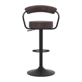 Faux Leather Bar Stool With Matt Black Base - Zivley