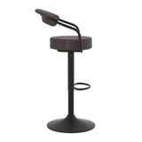 Faux Leather Bar Stool With Matt Black Base - Zivley