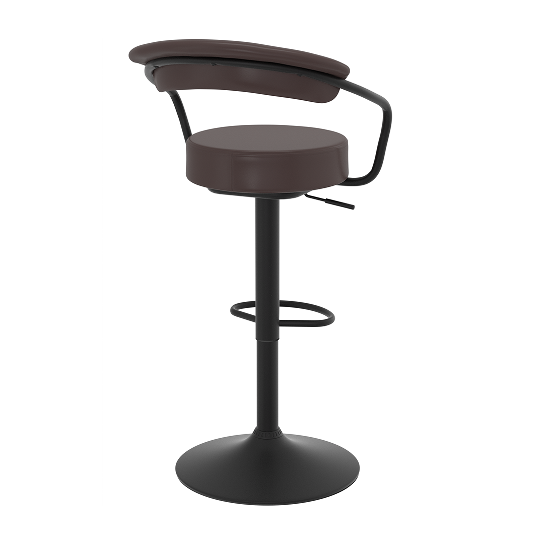 Faux Leather Bar Stool With Matt Black Base - Zivley