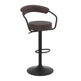 Faux Leather Bar Stool With Matt Black Base - Zivley