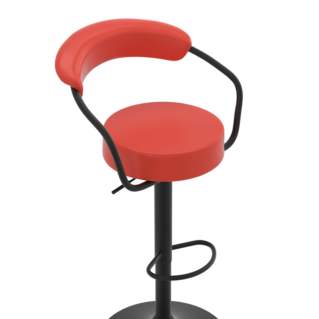 Faux Leather Bar Stool With Matt Black Base - Zivley