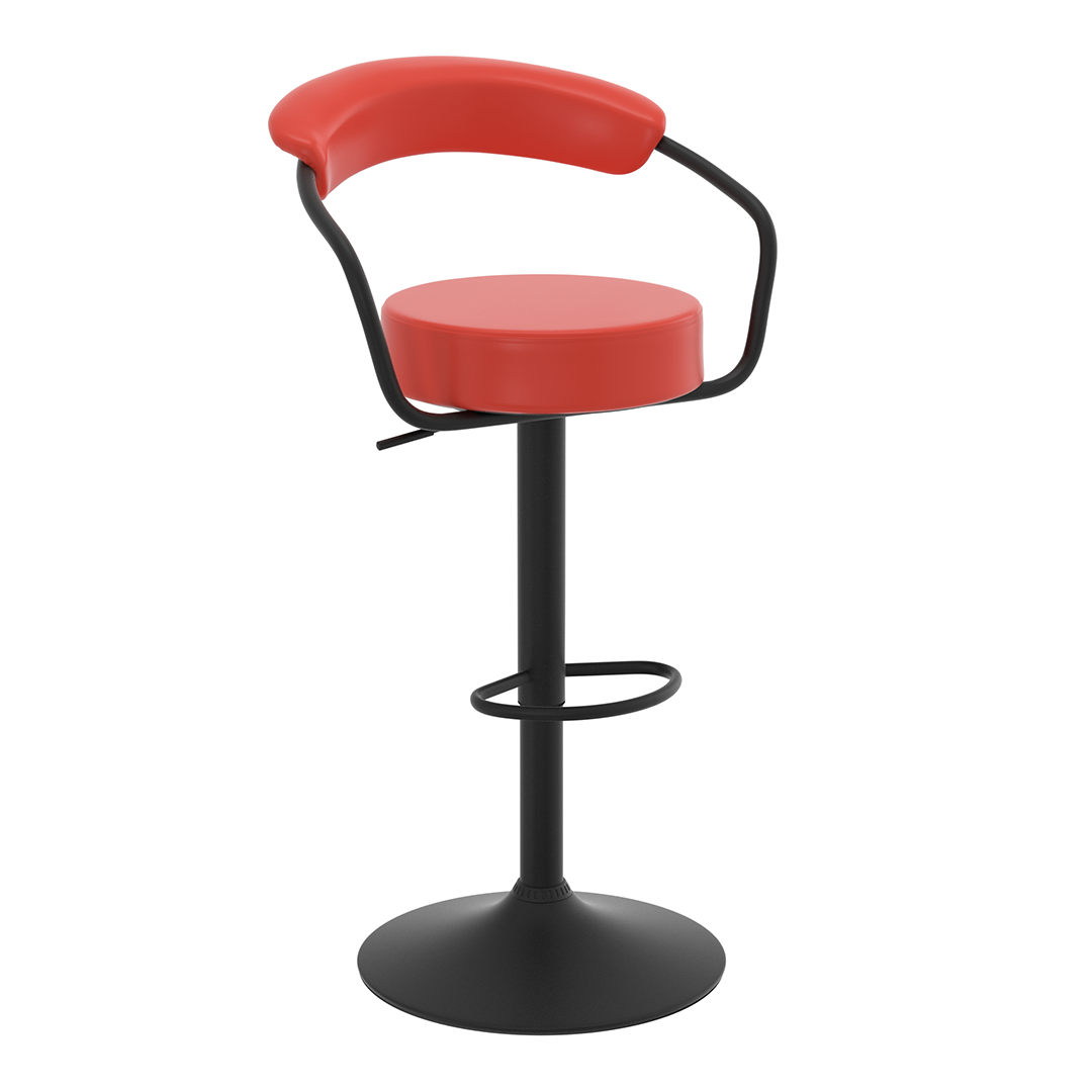 Faux Leather Bar Stool With Matt Black Base - Zivley