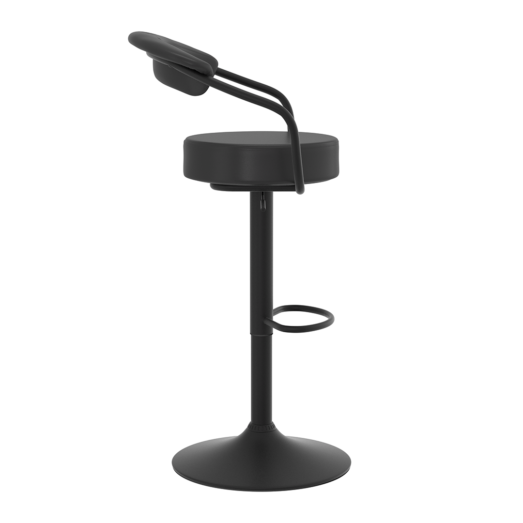 Faux Leather Bar Stool With Matt Black Base - Zivley
