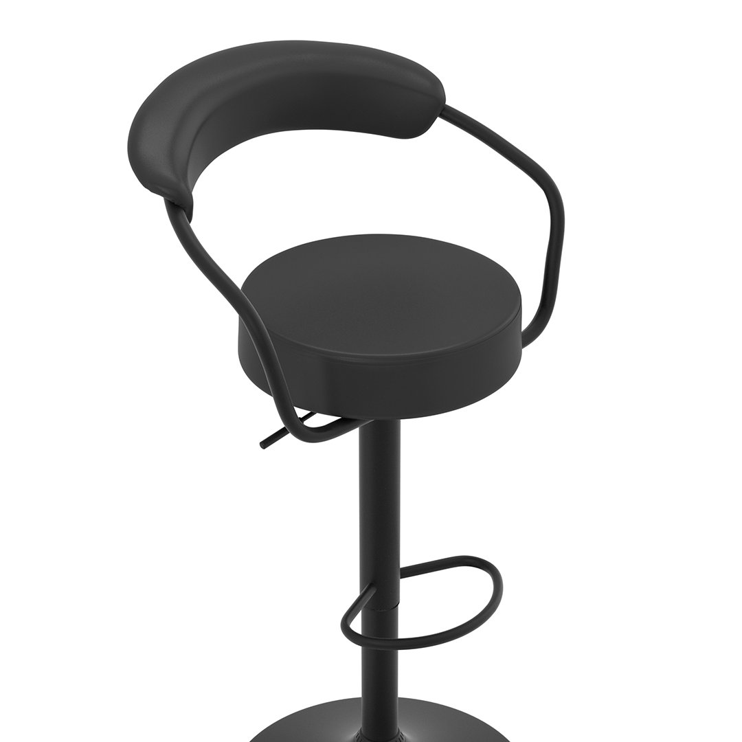 Faux Leather Bar Stool With Matt Black Base - Zivley