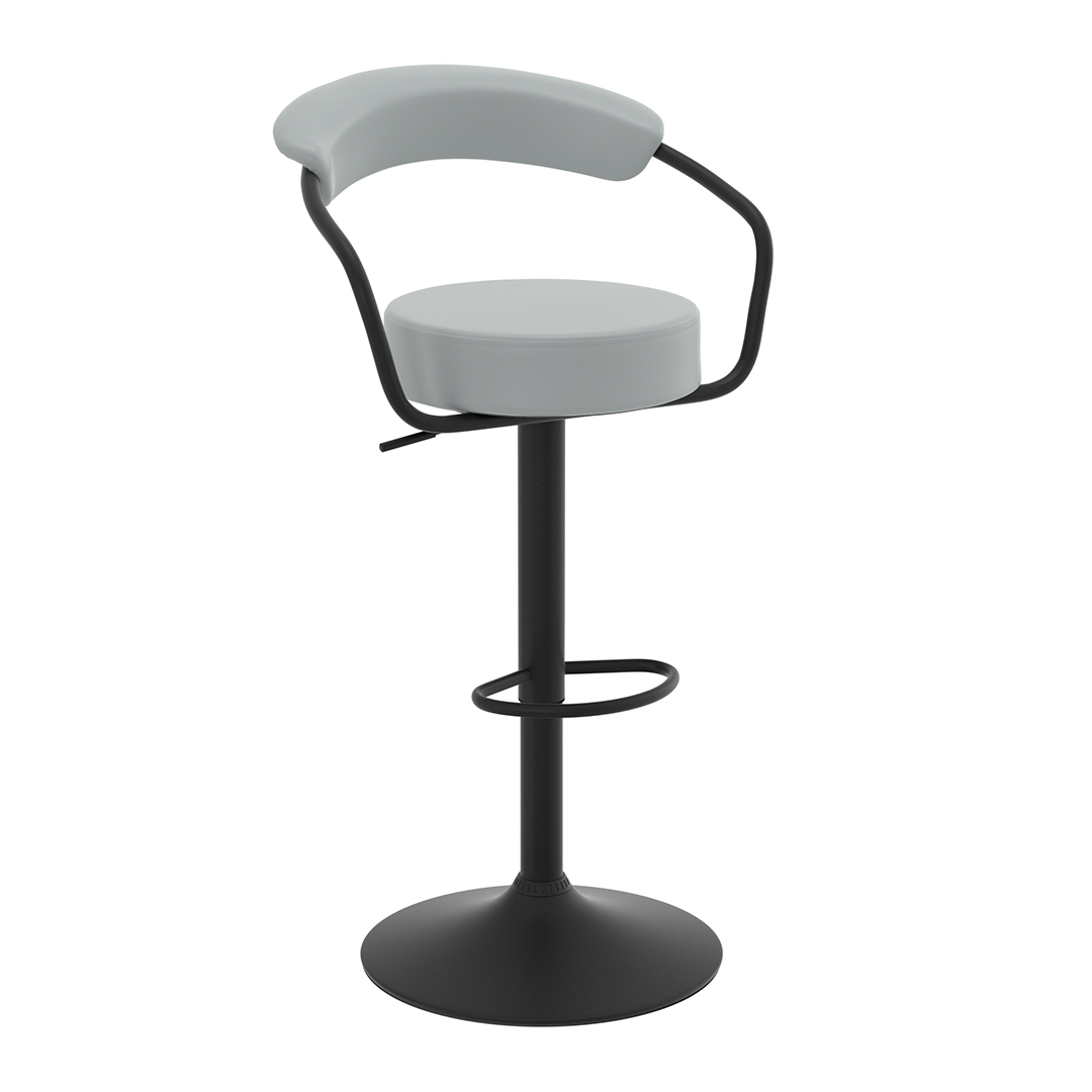 Faux Leather Bar Stool With Matt Black Base - Zivley
