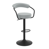 Faux Leather Bar Stool With Matt Black Base - Zivley