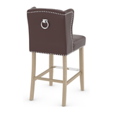 Faux Leather Bar Stool With Oak Wooden Legs - Eardley