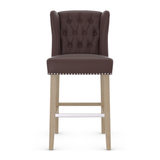 Faux Leather Bar Stool With Oak Wooden Legs - Eardley