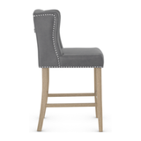 Faux Leather Bar Stool With Oak Wooden Legs - Eardley