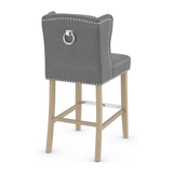 Faux Leather Bar Stool With Oak Wooden Legs - Eardley