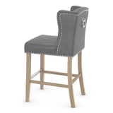 Faux Leather Bar Stool With Oak Wooden Legs - Eardley