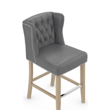 Faux Leather Bar Stool With Oak Wooden Legs - Eardley