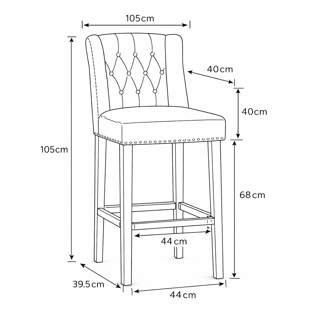 Faux Leather Bar Stool With Oak Wooden Legs - Eardley