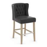 Faux Leather Bar Stool With Oak Wooden Legs - Eardley