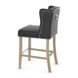 Faux Leather Bar Stool With Oak Wooden Legs - Eardley