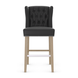Faux Leather Bar Stool With Oak Wooden Legs - Eardley