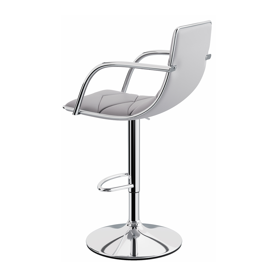 Faux Leather Bar Stool With Polished Chrome Base - Colwyn