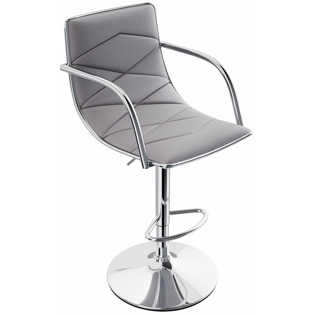 Faux Leather Bar Stool With Polished Chrome Base - Colwyn