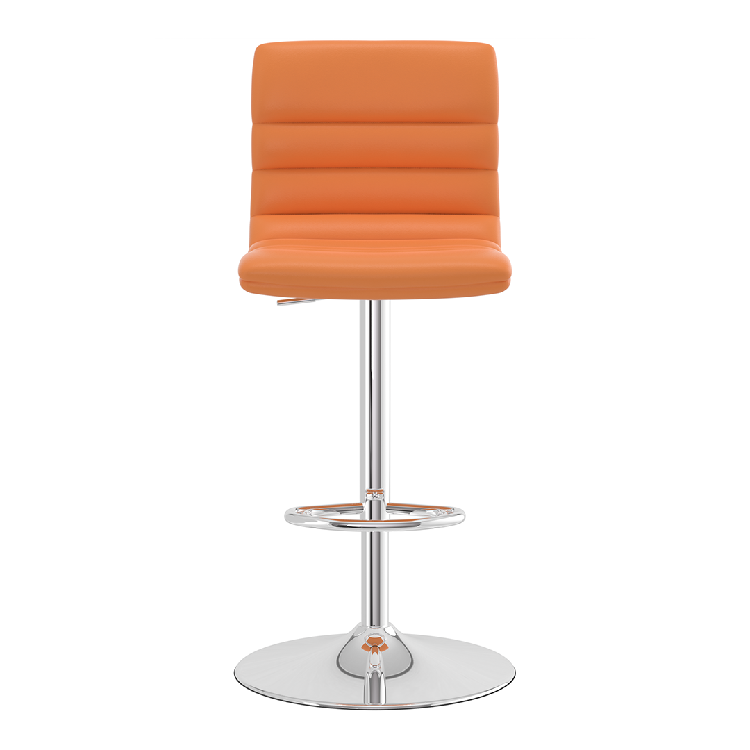 Faux Leather Bar Stool With Polished Chrome Base - Halverton