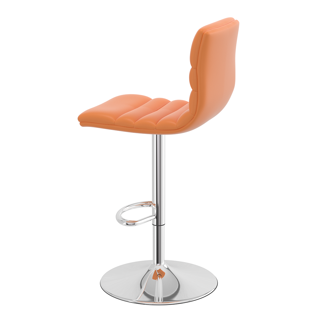 Faux Leather Bar Stool With Polished Chrome Base - Halverton